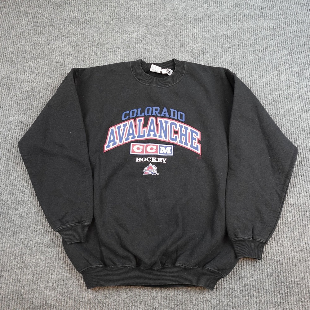 Vintage Colorado Avalanche Sweatshirt Mens Medium Black NHL Hockey CCM 90s